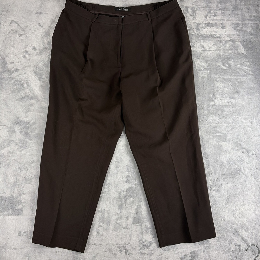 Anne Klein Vintage High-Rise Pleated Trousers Dress Pants Size 20W Brown